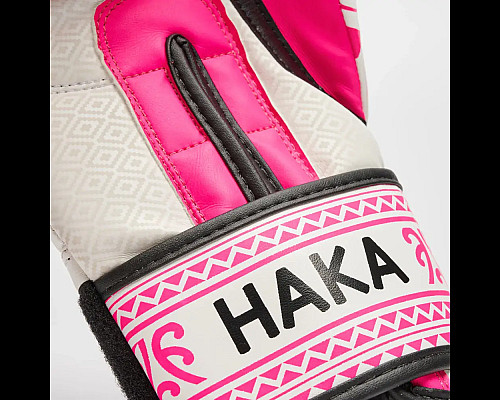 Рукавички боксерські Leone GN329 HAKA розмір 10 унцій, біло-рожеві