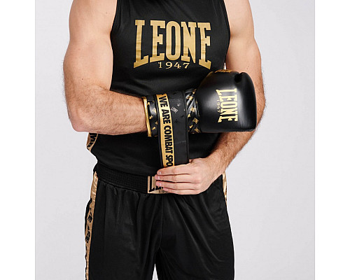 Рукавички боксерські Leone DNA Black 16 унцій, чорно-золотисті
