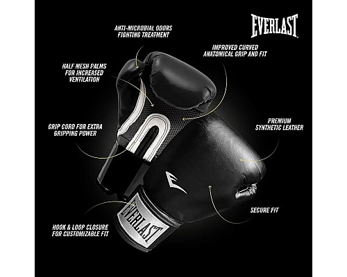 Боксерські рукавиці Everlast PROSTYLE 2 BOXING GLOVE 8 унцій, чорно-білі