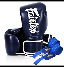 Рукавички боксерські з бинтами Fairtex BGV14 16 унцій, темно-сині
