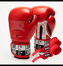 Рукавички боксерські з бинтами Leone GN208 ICONIC розмір 14 унцій, червоні