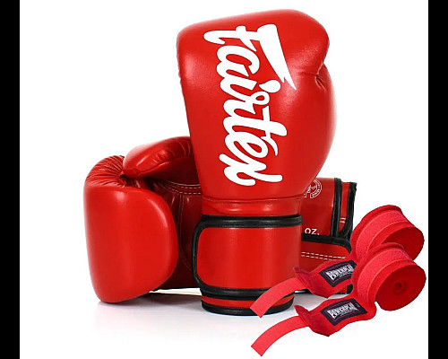 Рукавички боксерські з бинтами Fairtex BGV14 10 унцій, червоні