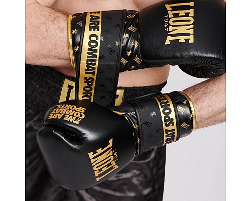 Рукавички боксерські Leone DNA 12 унцій, чорно-золотисті