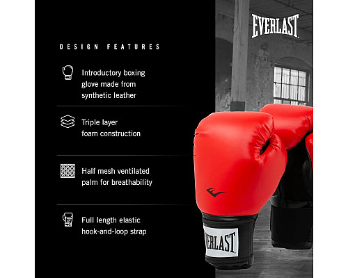 Боксерські рукавиці Everlast PROSTYLE 2 BOXING GLOVE 8 унцій, чорно-червоні
