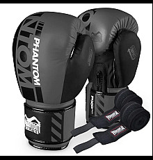 Рукавички боксерські з бинтами Phantom APEX розмір 12 унцій, сірі