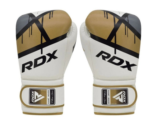 Боксерські рукавиці RDX BOXING GLOVES BGR-F7 8 унцій, біло-золотисті