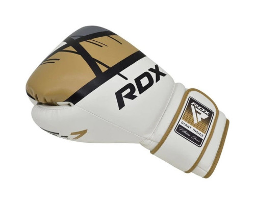 Боксерські рукавиці RDX BOXING GLOVES BGR-F7 8 унцій, біло-золотисті