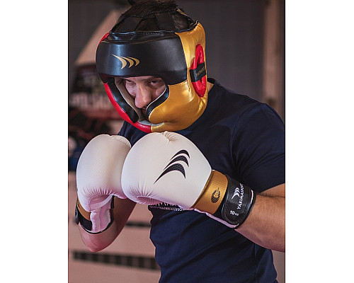 Рукавички боксерські Yakimasport LION розмір 12 унцій, чорно-білі