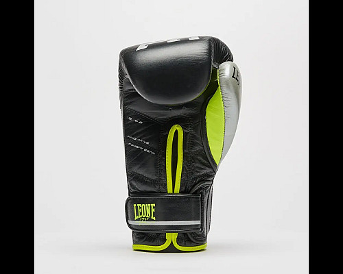 Рукавички боксерські з капою Leone GN110F REVO FLUO розмір 12 унцій, чорні