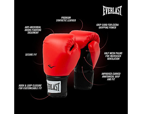 Боксерські рукавиці Everlast PROSTYLE 2 BOXING GLOVE 12 унцій, чорно-червоні