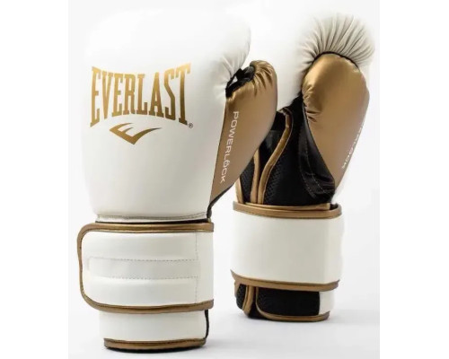 Боксерські рукавиці Everlast POWERLOCK 2R TRAINING GLOVE 12 унцій, біло-золотий