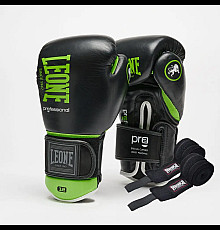 Рукавички боксерські з бинтами Leone GN115 PROFESSIONAL 2 розмір 10 унцій, чорні