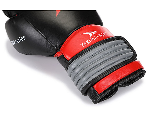 Рукавички боксерські шкіряні Yakimasport PRO SPIDER розмір 10 унцій, чорно-червоні