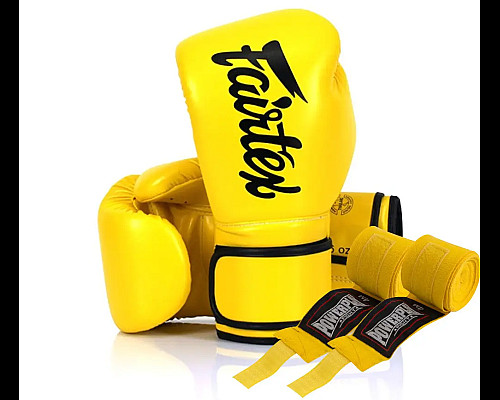 Рукавички боксерські з бинтами Fairtex BGV14 14 унцій, жовті