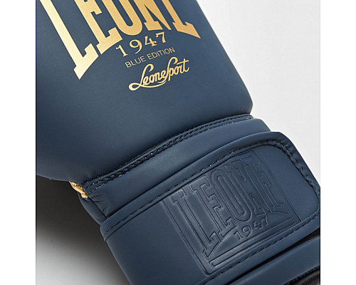 Рукавички боксерські Leone Mono 12 унцій, синьо-золотисті