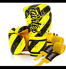 Рукавички боксерські з бинтами Fairtex BGV14Y 10 унцій, жовто-чорні