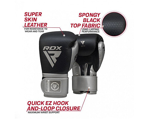Рукавички боксерські RDX L2 Mark Pro 10 унцій, чорно-сірі