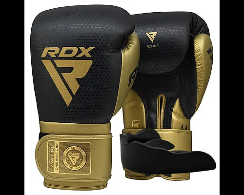 Рукавички боксерські з капою RDX MARK PRO SPARRING TRI LIRA 2 розмір 10 унцій, чорно-золотисті