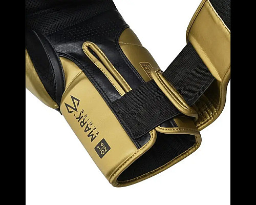 Рукавички боксерські з капою RDX MARK PRO SPARRING TRI LIRA 2 розмір 10 унцій, чорно-золотисті