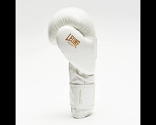 Рукавички боксерські з капою Leone GN059W розмір 16 унцій, біло-золотисті