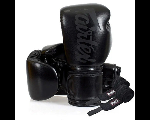 Рукавички боксерські з бинтами Fairtex BGV14SB 16 унцій, чорні