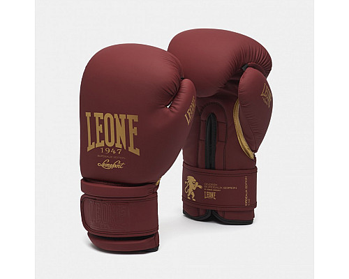 Рукавички боксерські Leone Mono 12 унцій, бордово-золоті