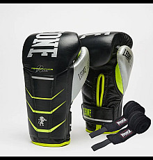 Рукавички боксерські з бинтами Leone GN110F REVO FLUO розмір 14 унцій, чорні