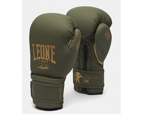 Рукавички боксерські Leone Mono Military 12 унцій, зелено-золоті