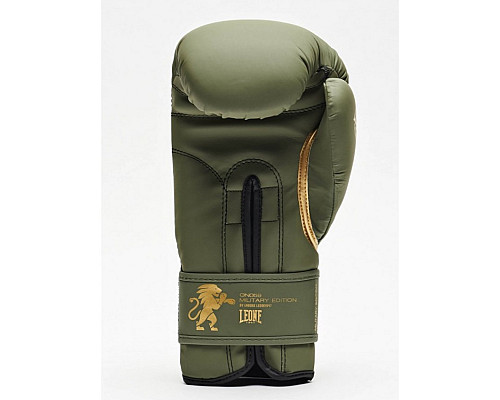 Рукавички боксерські Leone Mono Military 12 унцій, зелено-золоті