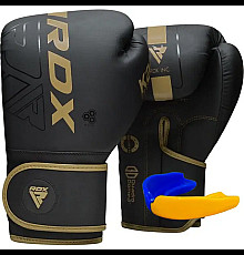 Рукавички боксерські з капою RDX F6 Kara Matte розмір 10 унцій, чорно-золотисті