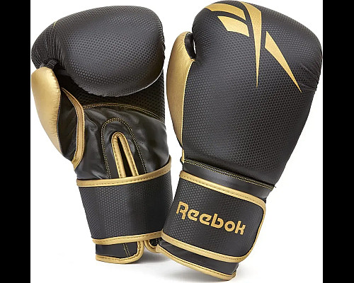 Боксерські рукавиці Reebok Boxing Gloves 14 унцій, чорно-золотисті