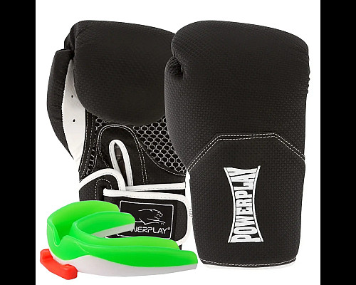 Рукавички боксерські з капою PowerPlay 3011 Evolutions 16 унцій, чорно-білі