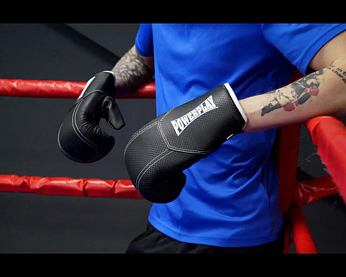 Рукавички боксерські з капою PowerPlay 3011 Evolutions 16 унцій, чорно-білі