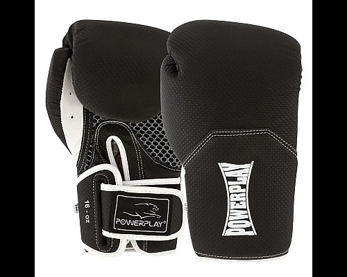 Рукавички боксерські з капою PowerPlay 3011 Evolutions 16 унцій, чорно-білі