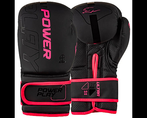 Рукавички боксерські PowerPlay 3024 Ultra Mat розмір 8 унцій, чорно-рожеві