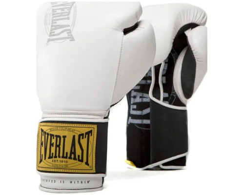 Боксерські рукавиці EVERLAST 1910 CLASSIC TRAINING GLOVE білий 14 унцій, чорно-білі