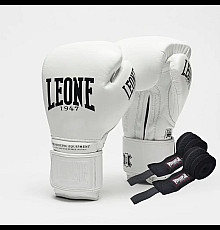 Рукавички боксерські з бинтами Leone GN111 THE GREATEST розмір 10 унцій, білі