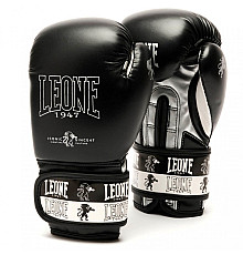 Рукавички боксерські дитячі Leone Iconic 6 унцій, чорно-сріблясті