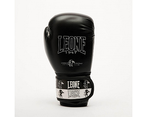 Рукавички боксерські дитячі Leone Iconic 6 унцій, чорно-сріблясті
