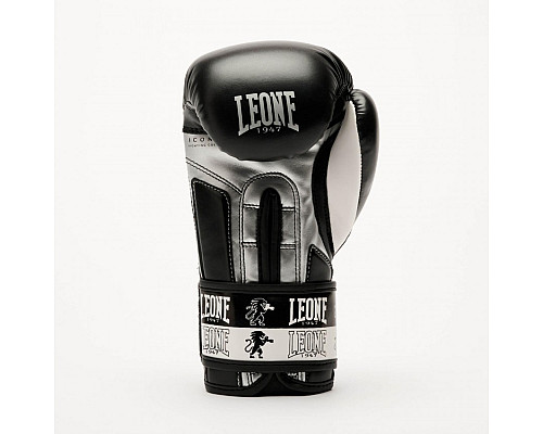 Рукавички боксерські дитячі Leone Iconic 6 унцій, чорно-сріблясті