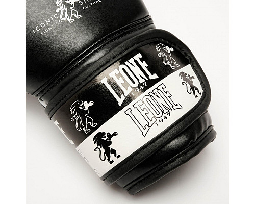 Рукавички боксерські дитячі Leone Iconic 6 унцій, чорно-сріблясті