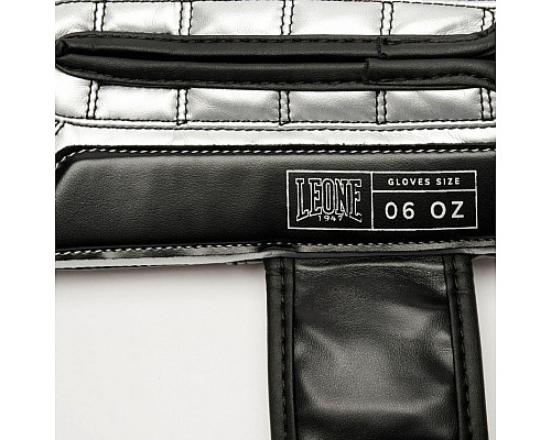 Рукавички боксерські дитячі Leone Iconic 6 унцій, чорно-сріблясті