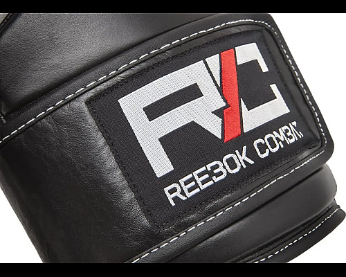 Боксерські рукавиці Reebok Combat Leather Boxing Gloves 10 унцій, чорно-білі