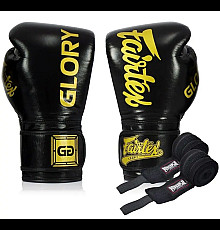 Рукавички боксерські з бинтами Fairtex BGVG1 розмір 12 унцій, чорні