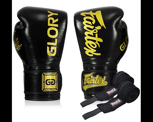 Рукавички боксерські з бинтами Fairtex BGVG1 розмір 12 унцій, чорні