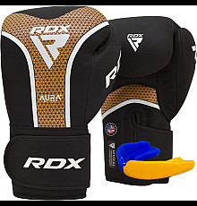 Рукавички боксерські з капою RDX AURA PLUS T-17 розмір 10 унцій, чорно-золотисті