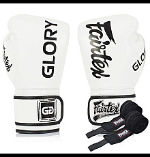 Рукавички боксерські з бинтами Fairtex BGVG1 розмір 12 унцій, білі