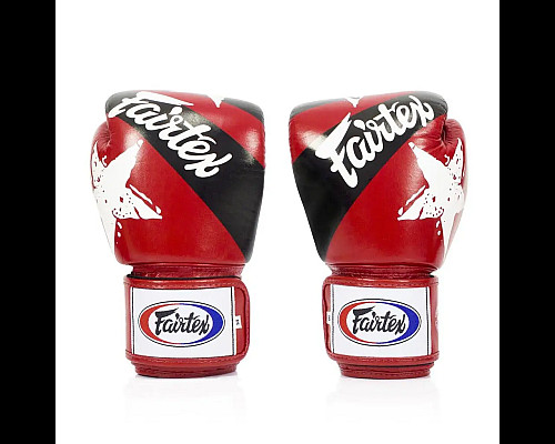 Рукавички боксерські з бинтами Fairtex BGV1 Nation Print 10 унцій, червоні