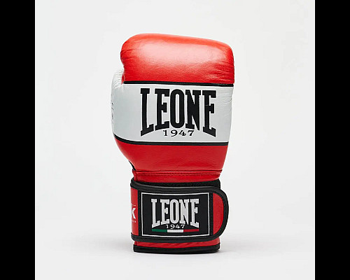 Рукавички боксерські шкіряні з бинтами Leone GN047 SHOCK розмір 12 унцій, червоні