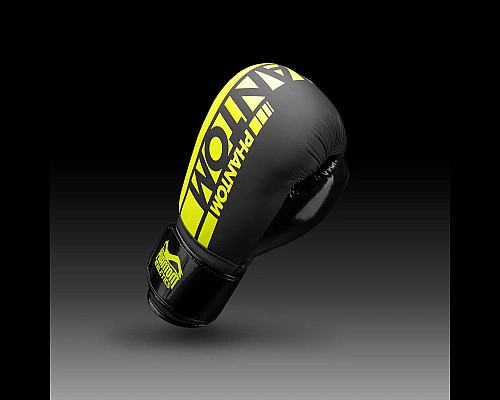 Рукавички боксерські з бинтами Phantom APEX Elastic Neon 14 унцій, чорно-жовті